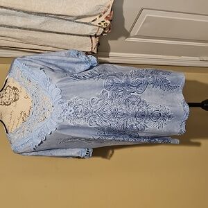 Elegant Light Blue Lace Women's Blouse